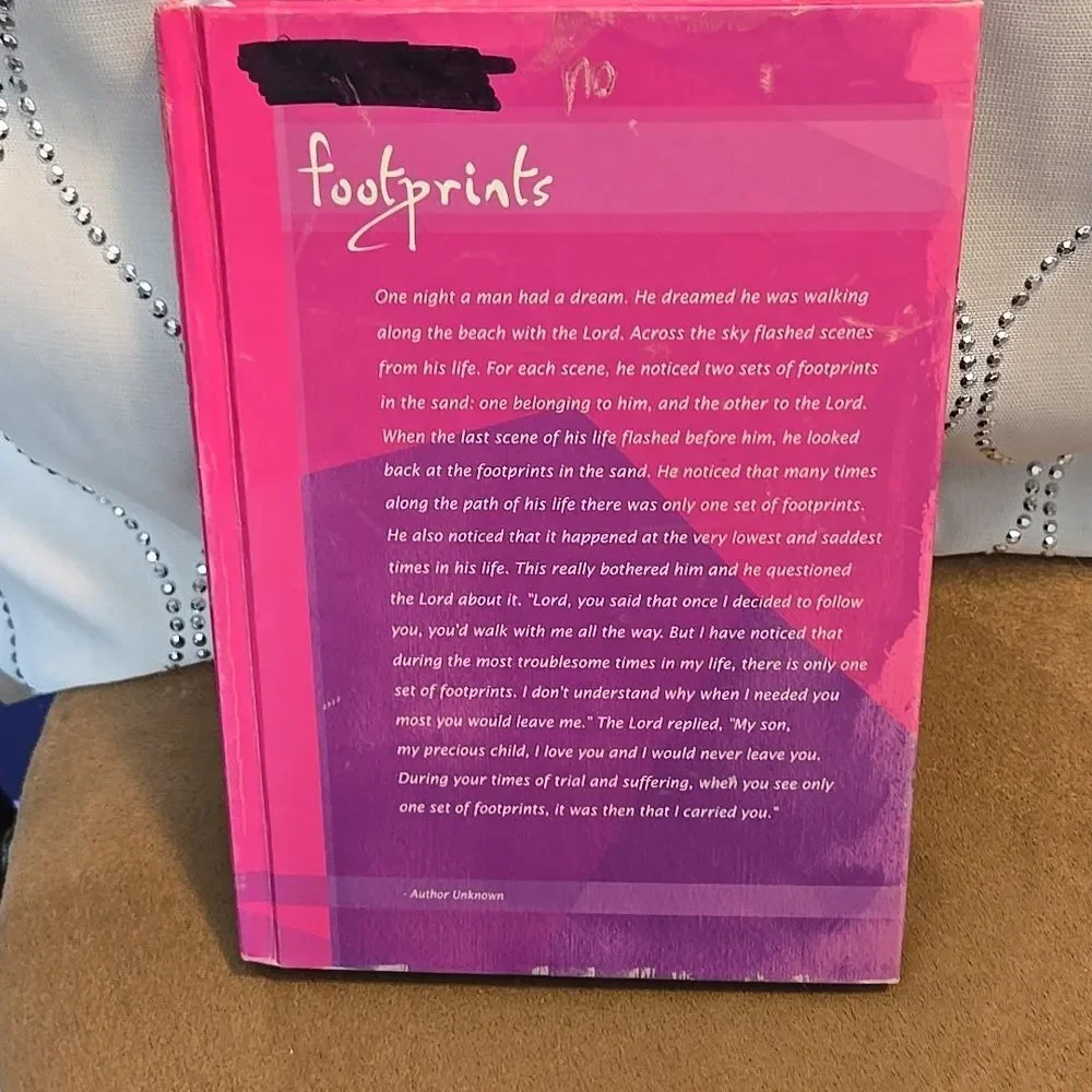 Footprints journal hardcover Inspiration Book jot notes pink and colorful pages